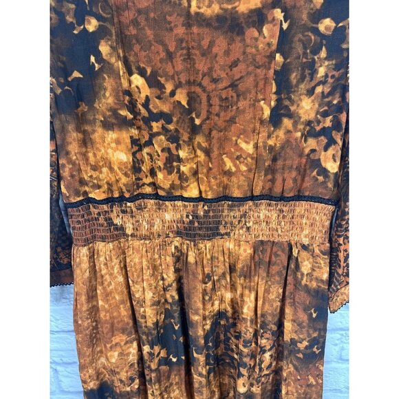 SOFT SURROUNDINGS Women's Orange Black Venetian Batik Midi Dress Size 8 - Picture 7 of 8